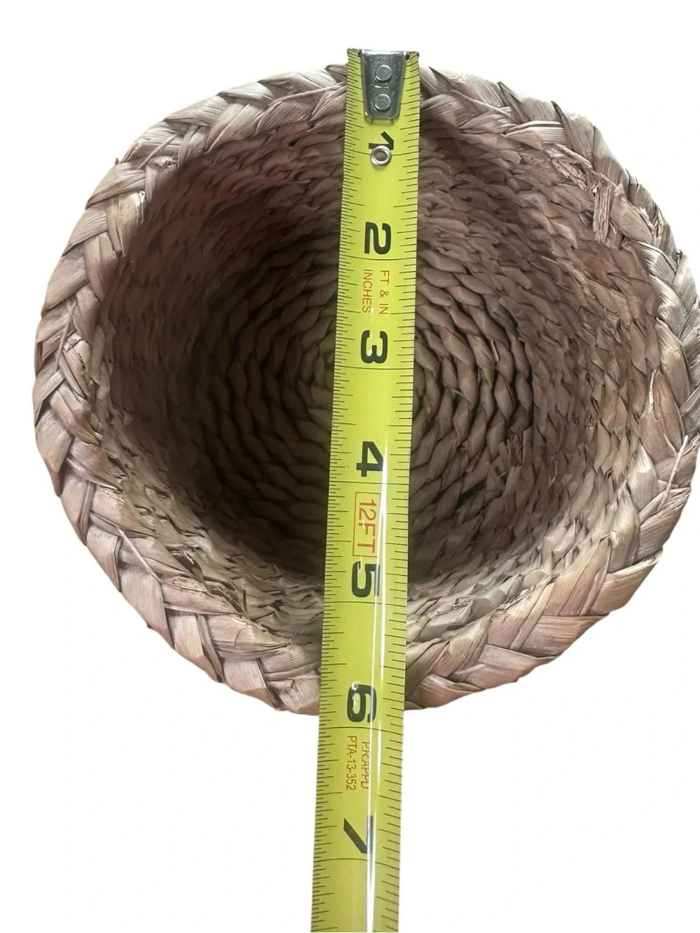 Handwoven Natural Fiber Basket 6” Round Rustic Boho Farmhouse Storage Decor